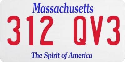 MA license plate 312QV3