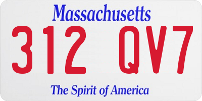 MA license plate 312QV7