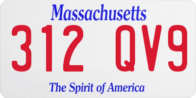 MA license plate 312QV9