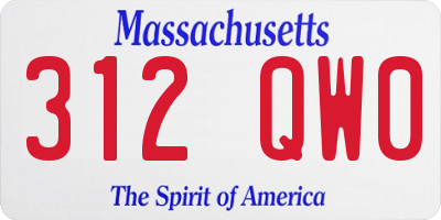 MA license plate 312QW0