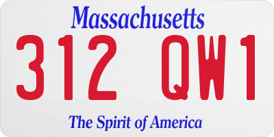 MA license plate 312QW1