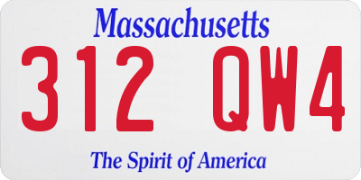 MA license plate 312QW4