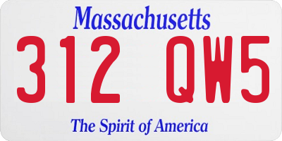 MA license plate 312QW5