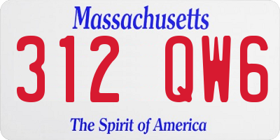 MA license plate 312QW6
