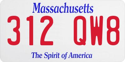MA license plate 312QW8