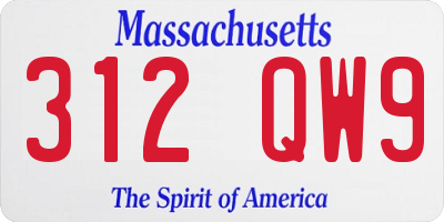 MA license plate 312QW9