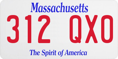 MA license plate 312QX0