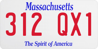 MA license plate 312QX1