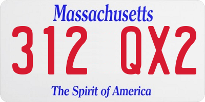MA license plate 312QX2