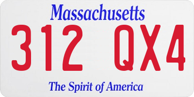MA license plate 312QX4