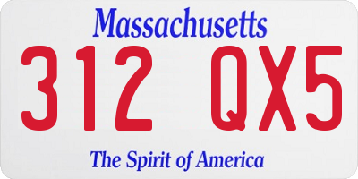 MA license plate 312QX5