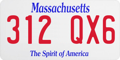 MA license plate 312QX6