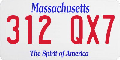 MA license plate 312QX7