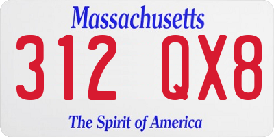 MA license plate 312QX8
