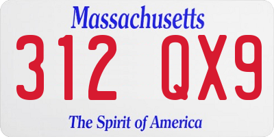 MA license plate 312QX9