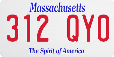MA license plate 312QY0