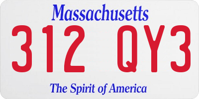 MA license plate 312QY3