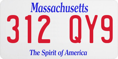 MA license plate 312QY9