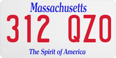 MA license plate 312QZ0