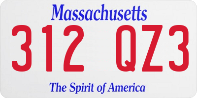 MA license plate 312QZ3