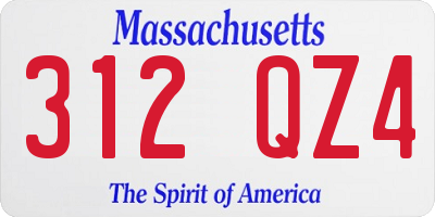 MA license plate 312QZ4