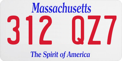 MA license plate 312QZ7