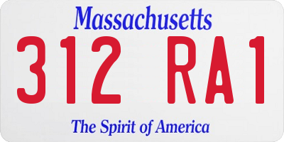 MA license plate 312RA1