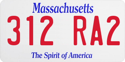 MA license plate 312RA2