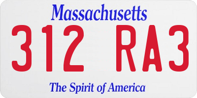 MA license plate 312RA3