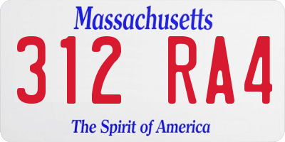 MA license plate 312RA4