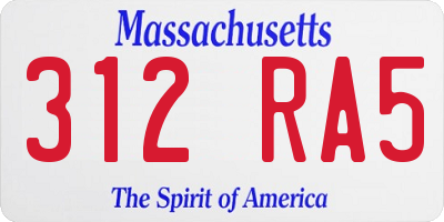 MA license plate 312RA5