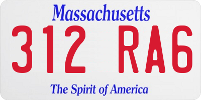 MA license plate 312RA6