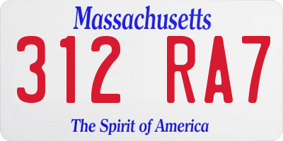 MA license plate 312RA7