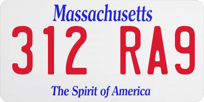 MA license plate 312RA9
