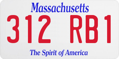 MA license plate 312RB1