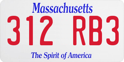 MA license plate 312RB3