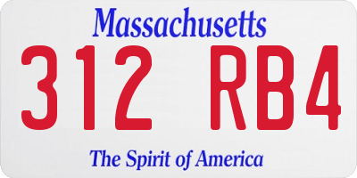 MA license plate 312RB4
