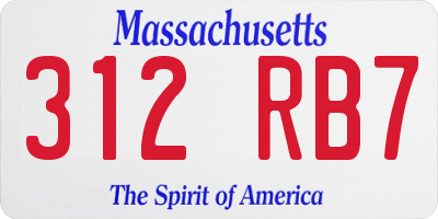 MA license plate 312RB7