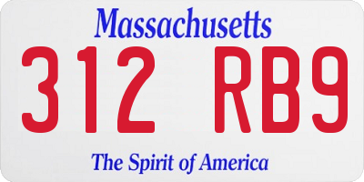 MA license plate 312RB9