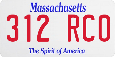 MA license plate 312RC0