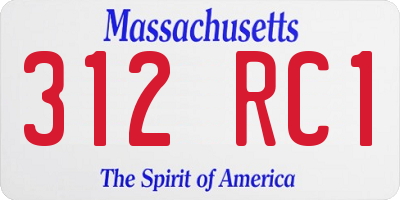 MA license plate 312RC1