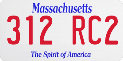 MA license plate 312RC2