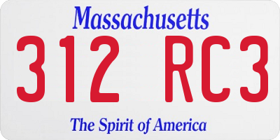 MA license plate 312RC3