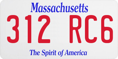 MA license plate 312RC6