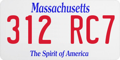 MA license plate 312RC7