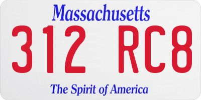 MA license plate 312RC8