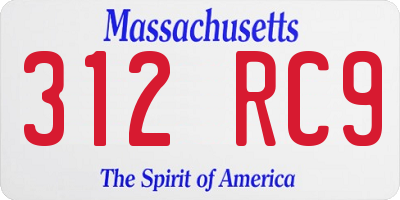 MA license plate 312RC9