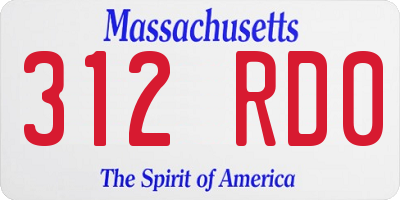MA license plate 312RD0