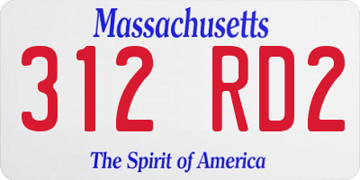 MA license plate 312RD2