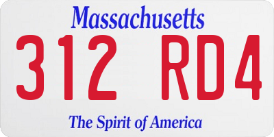 MA license plate 312RD4